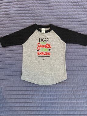 Kids Christmas - Grey & Black 'Dear Santa I Can Explain' Raglan Long Sleeve Tee